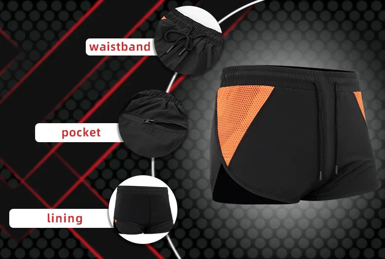 Men's Running Shorts with Zipper Pockets, Black Athletic Shorts for Men Gym Shorts with Liner