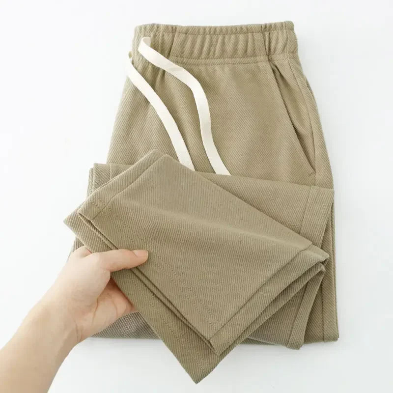 Men's Loose Straight Pants Diagonal Stripes Elastic Waist All-match Ankle Length Pants Spring Autumn Casual Outdoor Sweatpants