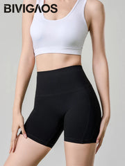 Summer Mini Yoga Shorts Women Back Waist Pocket Thin Feeling High Waist Peach Hip Sport Fitness Cycling Shorts