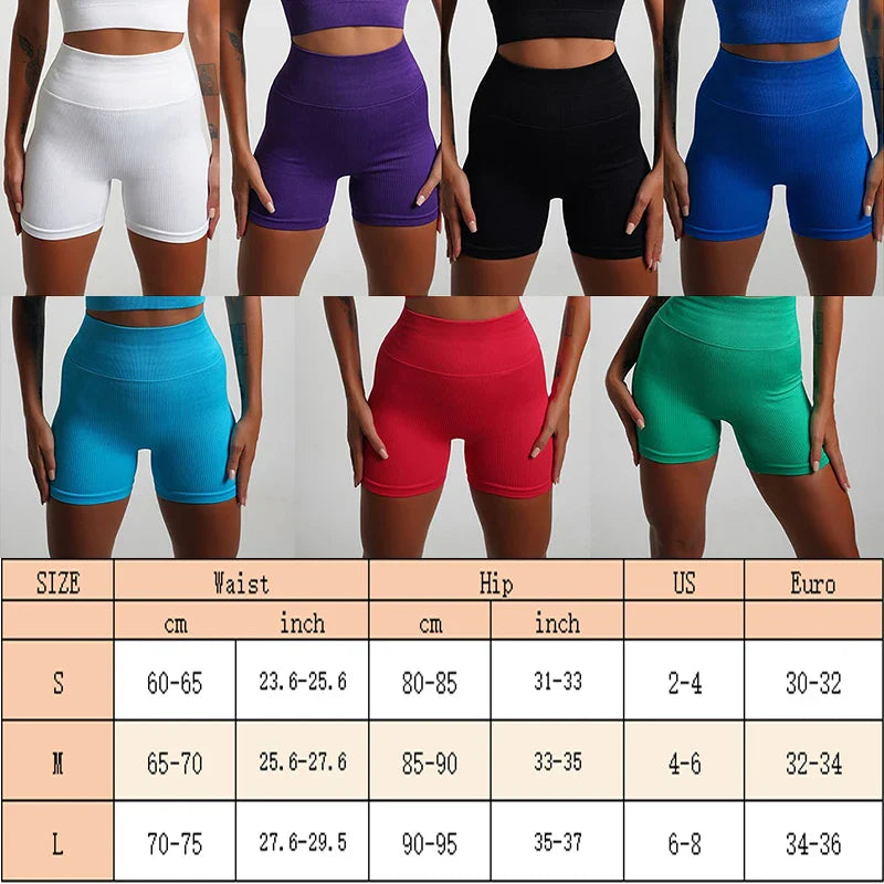 High Waist Tummy Control Gym Shorts Yoga Short Ribbed Scrunch Butt Lifting Workout Shorts Running Jogging Short Women