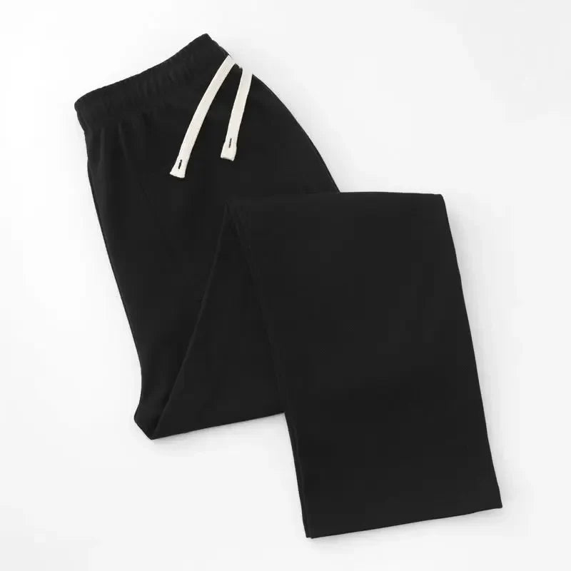 Men's Loose Straight Pants Diagonal Stripes Elastic Waist All-match Ankle Length Pants Spring Autumn Casual Outdoor Sweatpants