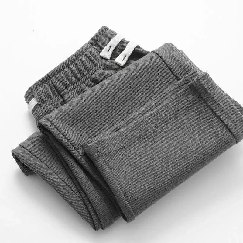 Men's Loose Straight Pants Diagonal Stripes Elastic Waist All-match Ankle Length Pants Spring Autumn Casual Outdoor Sweatpants