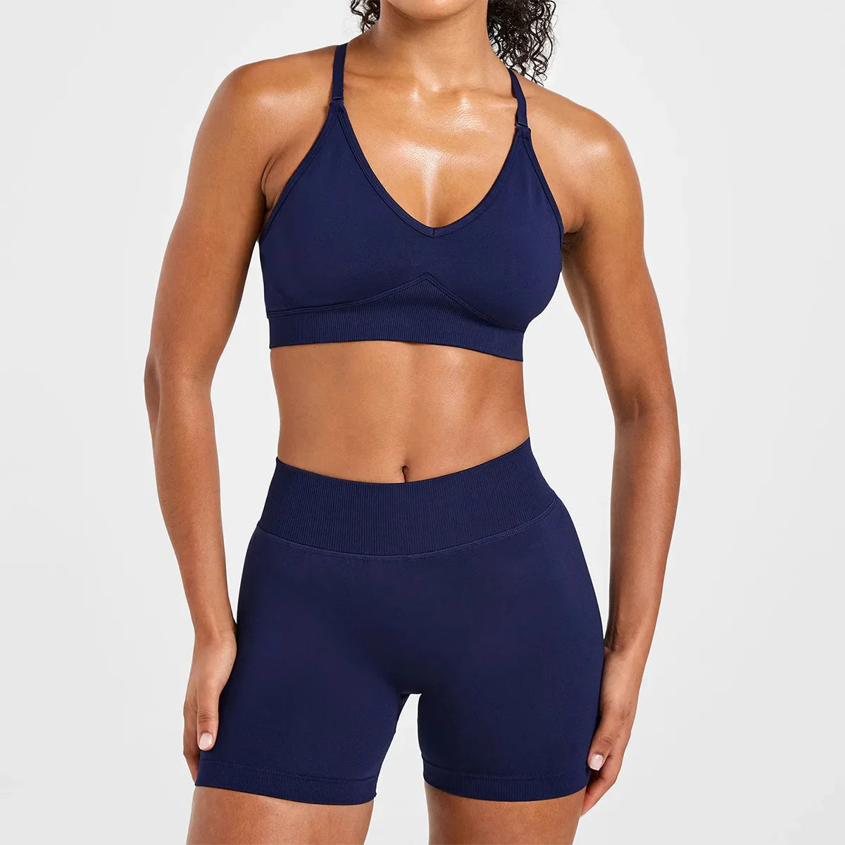 Seamless Yoga Set Gym Suits With Shorts Crop Top Bra Women's Pants 2 Pieces Set Running Workout Outfit Fitness Clothing