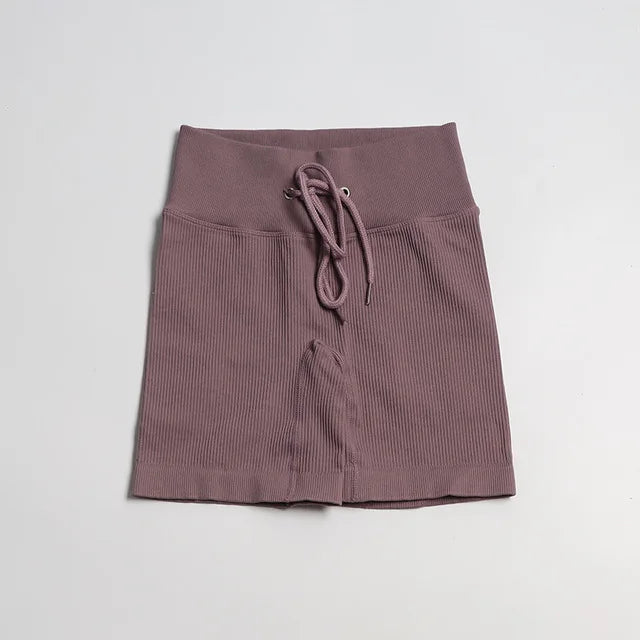 TRY TO BN Seamless Drawstring Shorts Yoga Pants Sports Women Fitness High Waisted Running Training Breathable Cycling Gym Shorts