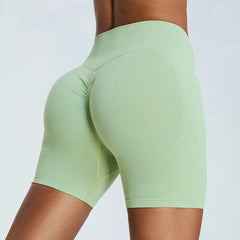 Women High Waist Tummy Control Butt Lifting Workout Gym Seamless Biker Scrunch Yoga Shorts Hip Yoga Running Shorts