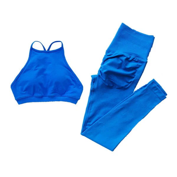 Seamless Dynamic High Neck Yoga Set Belly Bra Scrunch Women Workout Shorts Fitness Legging Sport Pant Active Wear