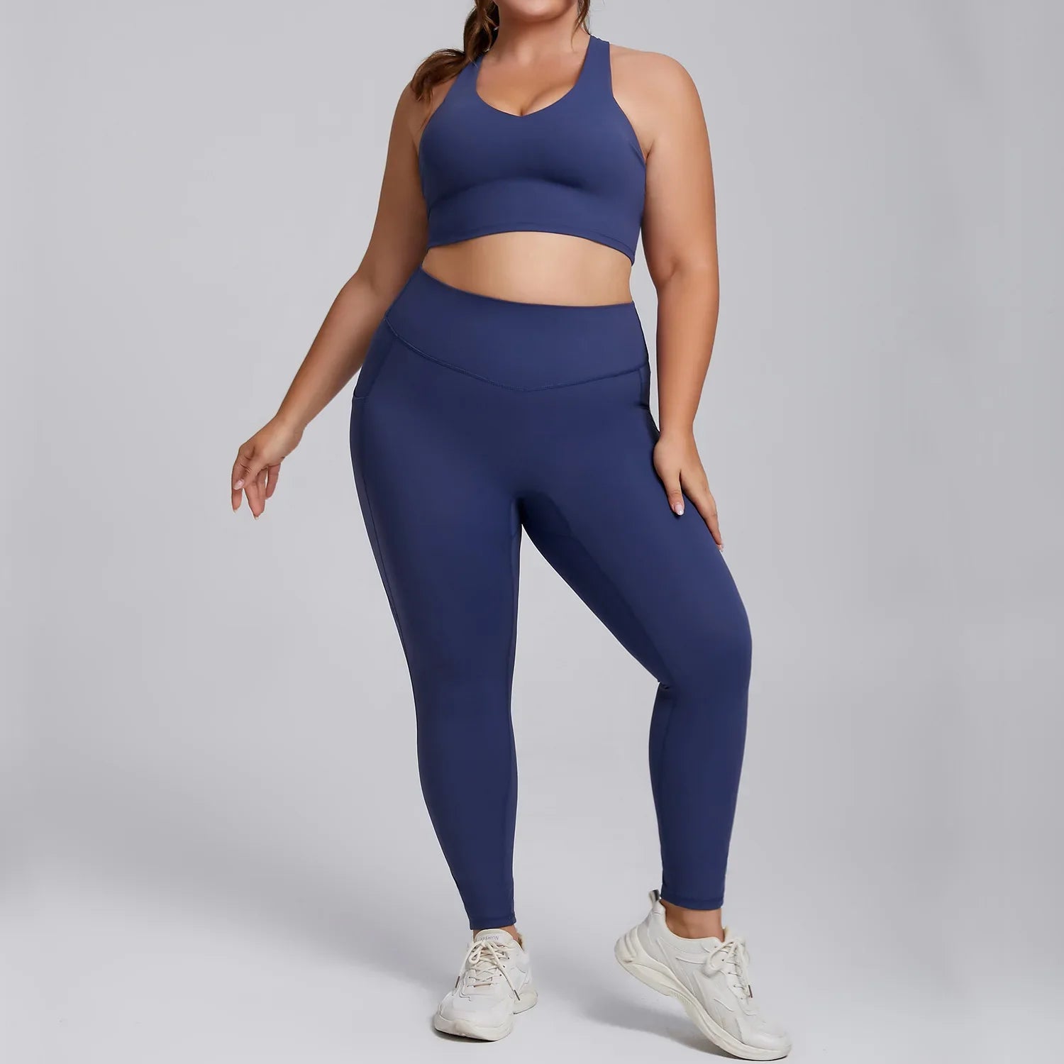 Yoga Set Women Plus Size Workout Outfit Curvy Women Sports Bra Gym Leggings Super Stretch Fitness Suit 3XL Women Activewear Sets
