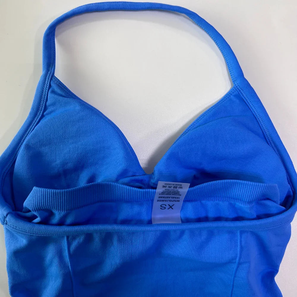 2Pcs Gym Set Women Backless Tank Tops High Waist Scrunch Seamless Shorts Gym Suit Fitness Clothes Activewear Workout Set