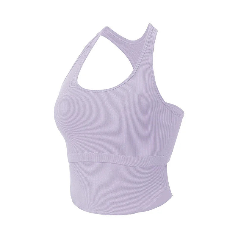 Yoga Crop Tops Racer Back Gym Bras Waist Slim Strap Fitness Vest Gym Crops Sports Tops Active Wear Golf Top