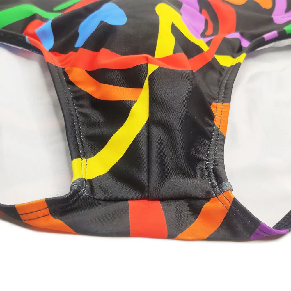 Colored Hearts Push Up Swimwear Men Swimming Briefs Sexy UXH Bikini Swimsuit Men Swim Wear Trunk Beach Surfing Bathing Suit