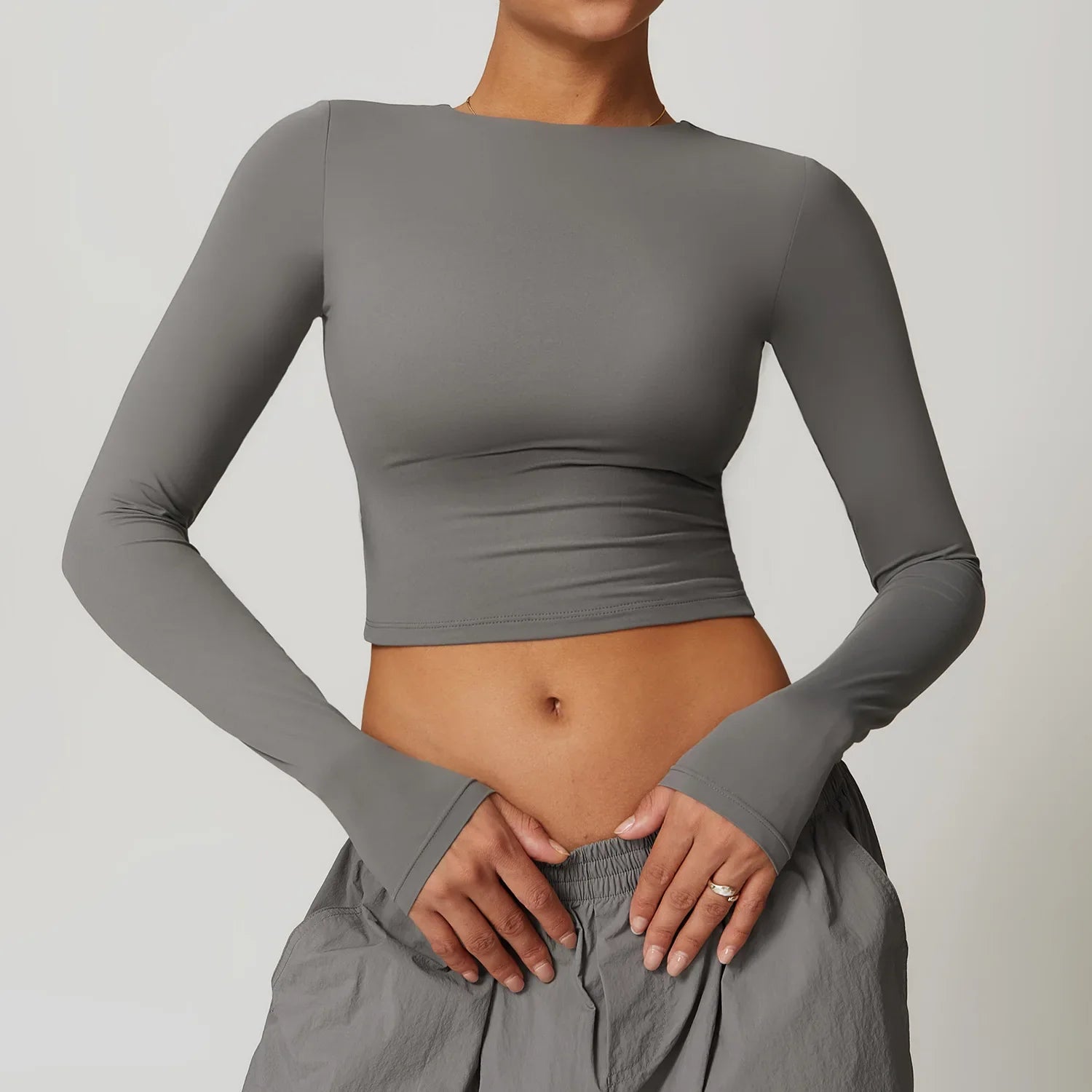 Sports Workout Crop T Shirt Long Sleeve Gym Top Fitness Running Breathable Gym Clothing Sportswear Women Quick Dry Yoga Tops