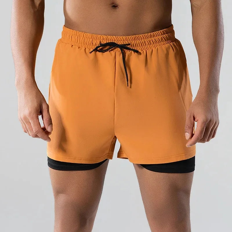 Adult Loose-Fit Flat Angle Swimming Pants for Men Quick Dry  Beach Pants Anti-Awkward Double Layer Design