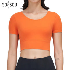 Nylon Gym Bra Top Women Yoga Sport Shirts Crop Top Tight Elastic Breathable Chest Pad Removable Women's Clothing 6 Colors