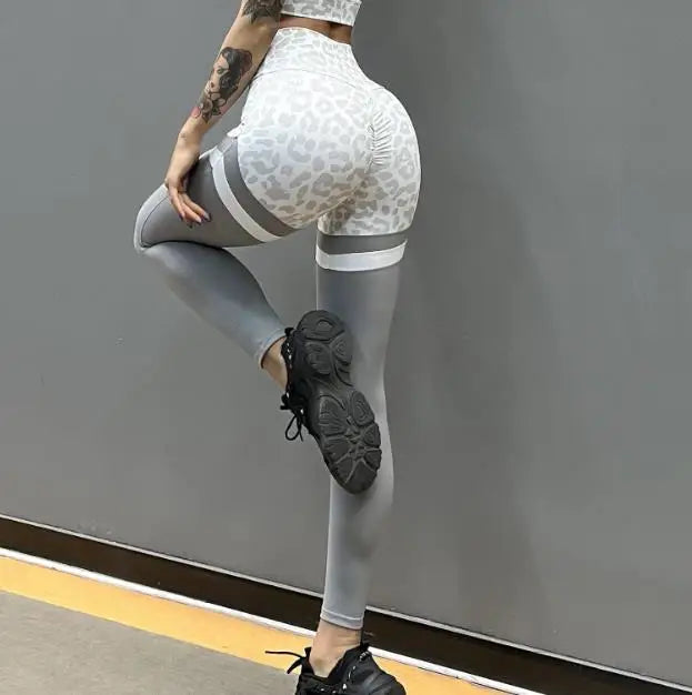 1/2PCS Zipper Leopard Sport Gym Yoga Sets Women Sport Bra Scrunch Pants Fitness Leggings Suits Workout Clothes for Women