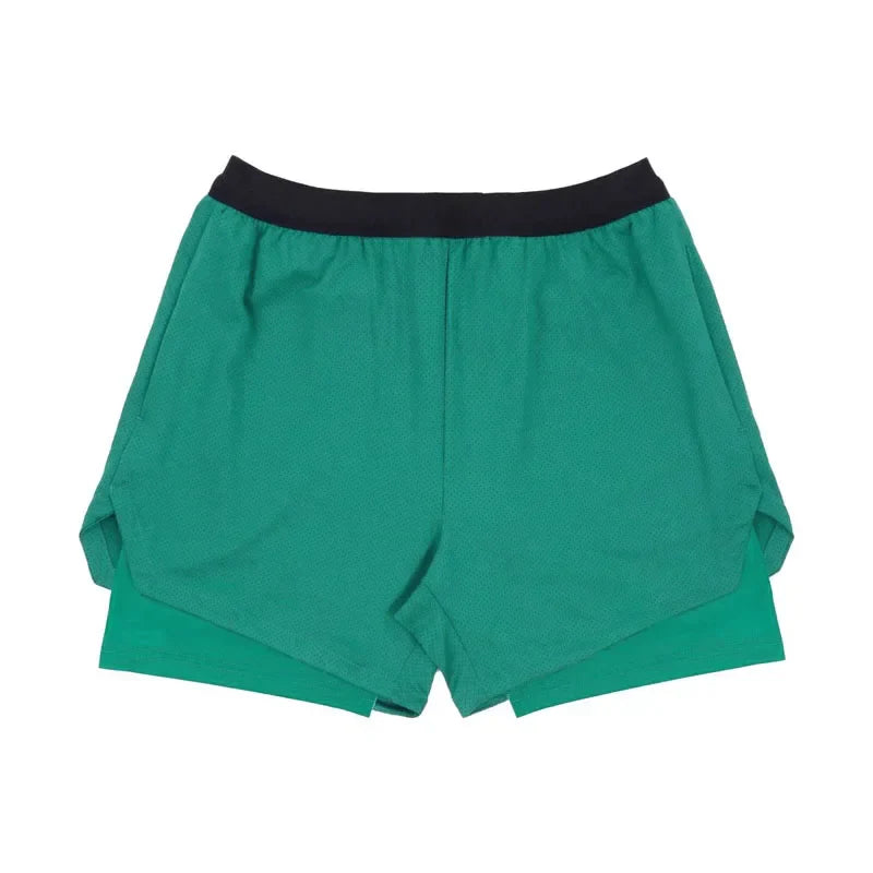 Men's Running Shorts Double-deck Fitness Sport Jogging Short Pants Sportwear Bodybuilding Workout Shorts Training Gym Shorts Men