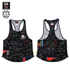 MK Muscle Strength Line Letter Training Sports Running Gym Muscle Strength Leisure Running Half Sleeves Racerback