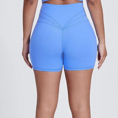 Peach Butt Lift Crossover Waist 4" Gym Shorts High Waist V Yoga Workout Running Shorts