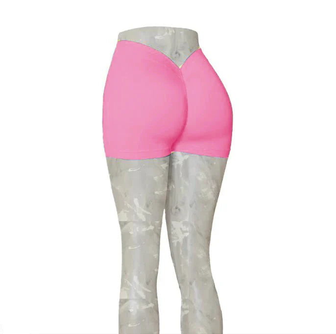 Nylon Back V Butt Yoga Shorts Women High Waist Fitness Workout Gym Running Scrunch Trousers Jogging Athletic Wear