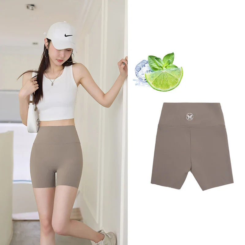 Summer Seamless Elastic Thin Sharkskin Shorts Women High Waist Tight Mini Shorts Sport Fitness Biker Safety Shorts