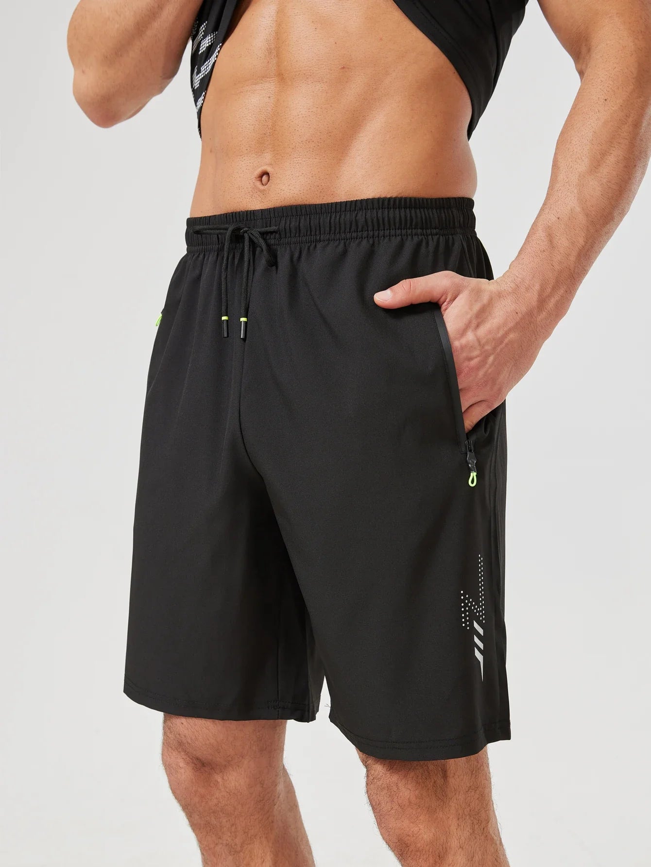[USA Size] Men'S Beach Quick Dry Running Sports Board Black Shorts Summer Casual Classic Oversize Pants