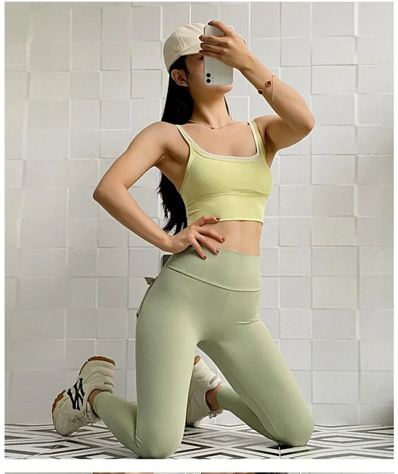 PofyBofy Womens Scoop Neck Longline Sports Bra - U Back Adjustable Straps Workout Crop Tank Top 2 in 1 Longline Workout Yoga Bra