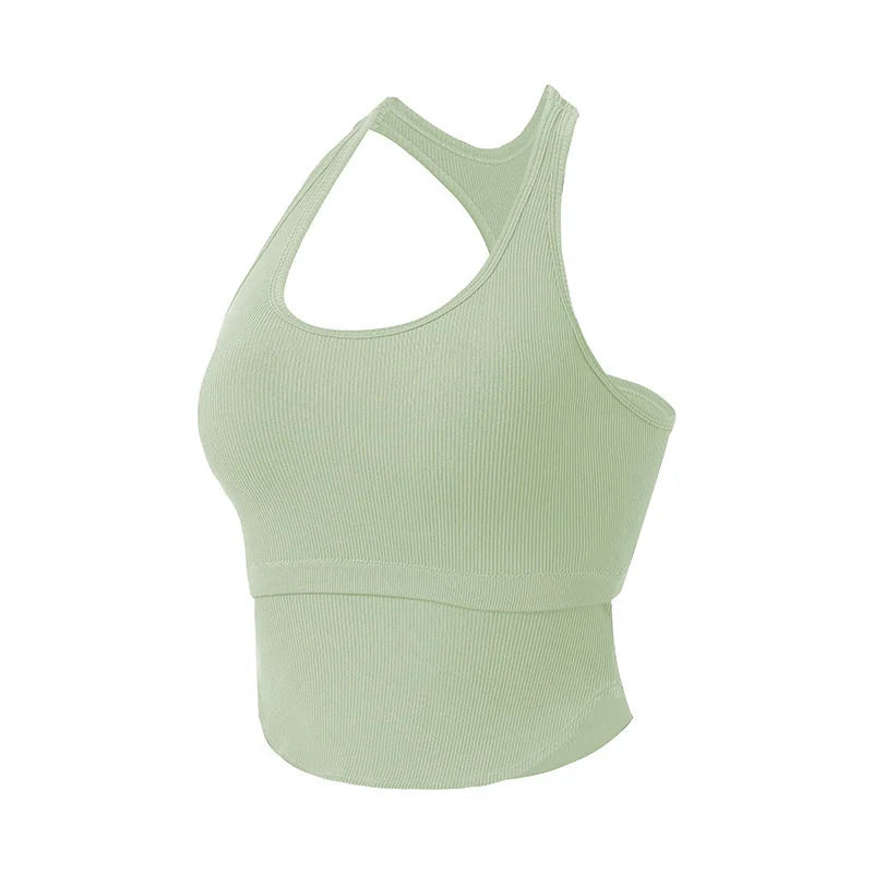 Yoga Crop Tops Racer Back Gym Bras Waist Slim Strap Fitness Vest Gym Crops Sports Tops Active Wear Golf Top