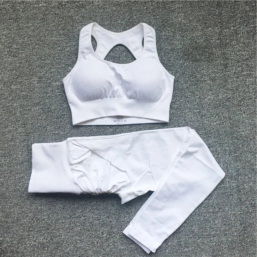 2PCS XL Seamless Women Fitness Arise Epic Yoga Sets High Waist Gym Scrunch Leggings Sports Bra Workout Active Wear Suits