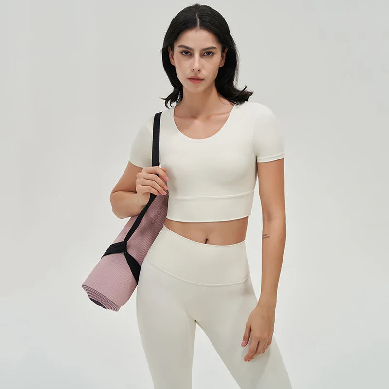 Nylon Gym Bra Top Women Yoga Sport Shirts Crop Top Tight Elastic Breathable Chest Pad Removable Women's Clothing 6 Colors