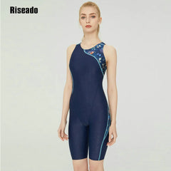 One Piece Swimwear Splice Leg suit Junior Knee skin Women' Competition Swimsuit, bathing Suit with Chlorine Resistant Fabric