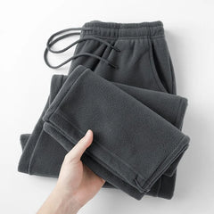 Men's Fleece Vintage Thick Winter Casual Fleece Pants Men Wide legs Baggy Warm Sweatpants Male Drawstring