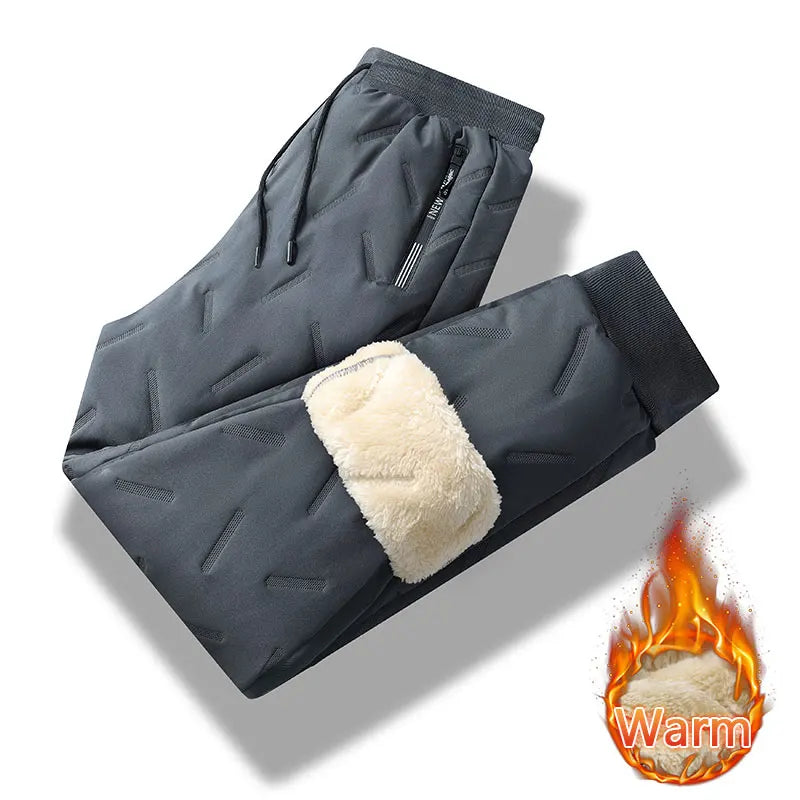 Winter Men Pant Cashmere Thicken Fleece Windproof Sweatpants Men Joggers Cotton Warm Pants Male Waterproof Thermal Trousers Winter