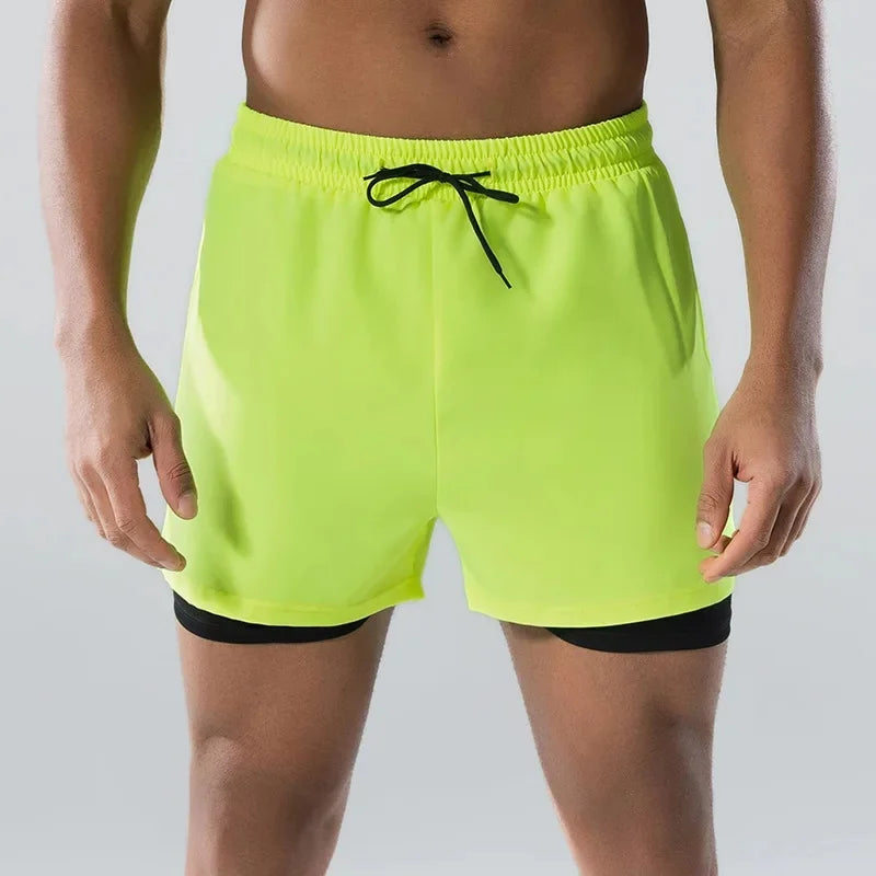 Adult Loose-Fit Flat Angle Swimming Pants for Men Quick Dry  Beach Pants Anti-Awkward Double Layer Design