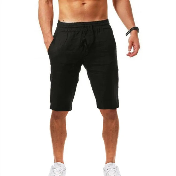 Cotton Linen Harem Pants Men Solid Elastic Waist Streetwear Joggers Baggy Drop-crotch Pants Casual Trousers Men Running