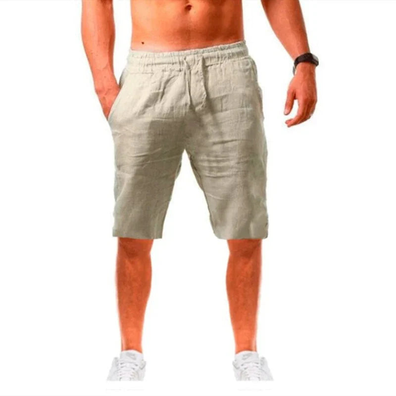 Cotton Linen Harem Pants Men Solid Elastic Waist Streetwear Joggers Baggy Drop-crotch Pants Casual Trousers Men Running