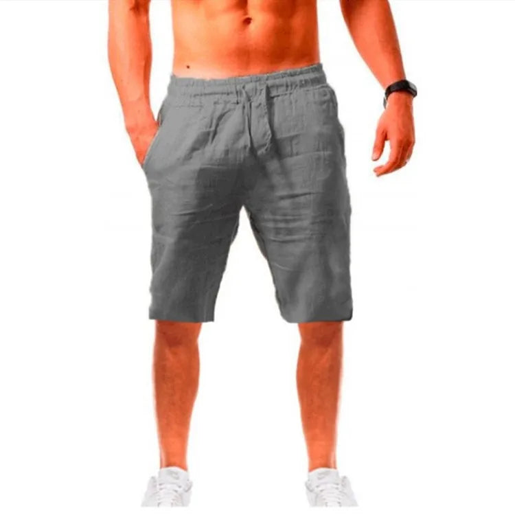 Cotton Linen Harem Pants Men Solid Elastic Waist Streetwear Joggers Baggy Drop-crotch Pants Casual Trousers Men Running