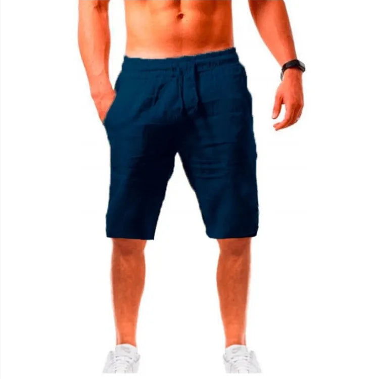Cotton Linen Harem Pants Men Solid Elastic Waist Streetwear Joggers Baggy Drop-crotch Pants Casual Trousers Men Running