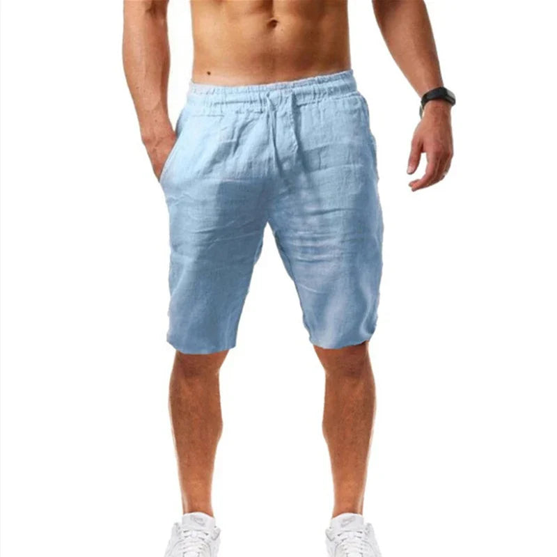 Cotton Linen Harem Pants Men Solid Elastic Waist Streetwear Joggers Baggy Drop-crotch Pants Casual Trousers Men Running